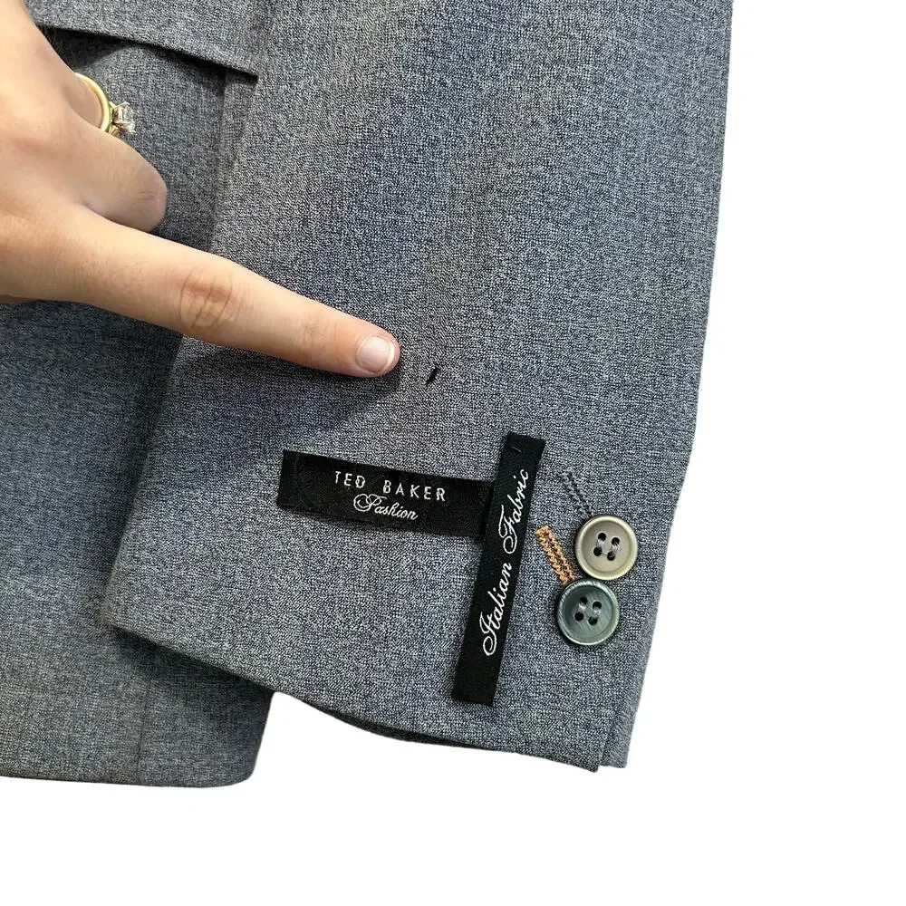 Ted Baker Pashion Marl Jacket NWT Men's Sz 40R Blue-Gray Virgin Wool Luxury